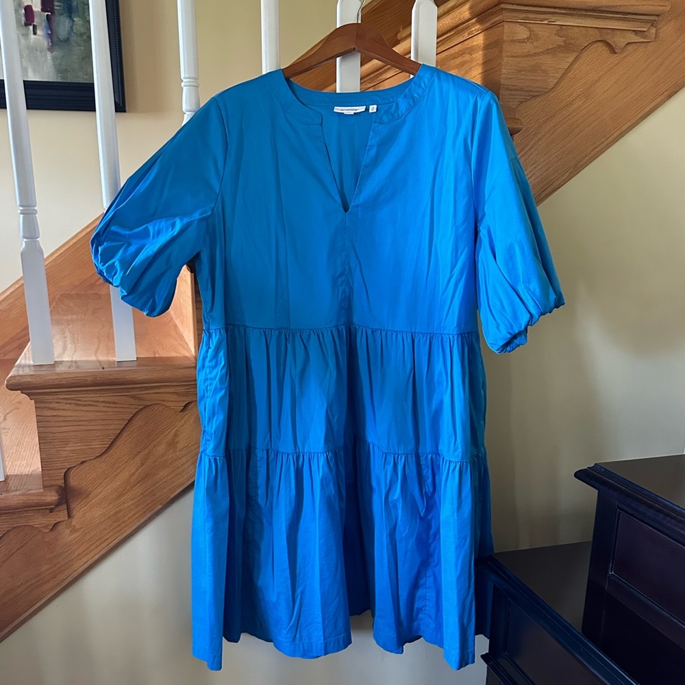 Blue Puffed Sleeved Dress